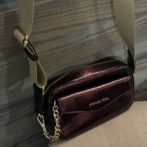 Michael Kors Shimmering Burgundy Crossbody Bag